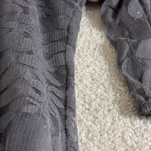 Garnet Hill Dress womens size 4 Boheme Easy Lace shift front Tie Romance Gray - Picture 13 of 13